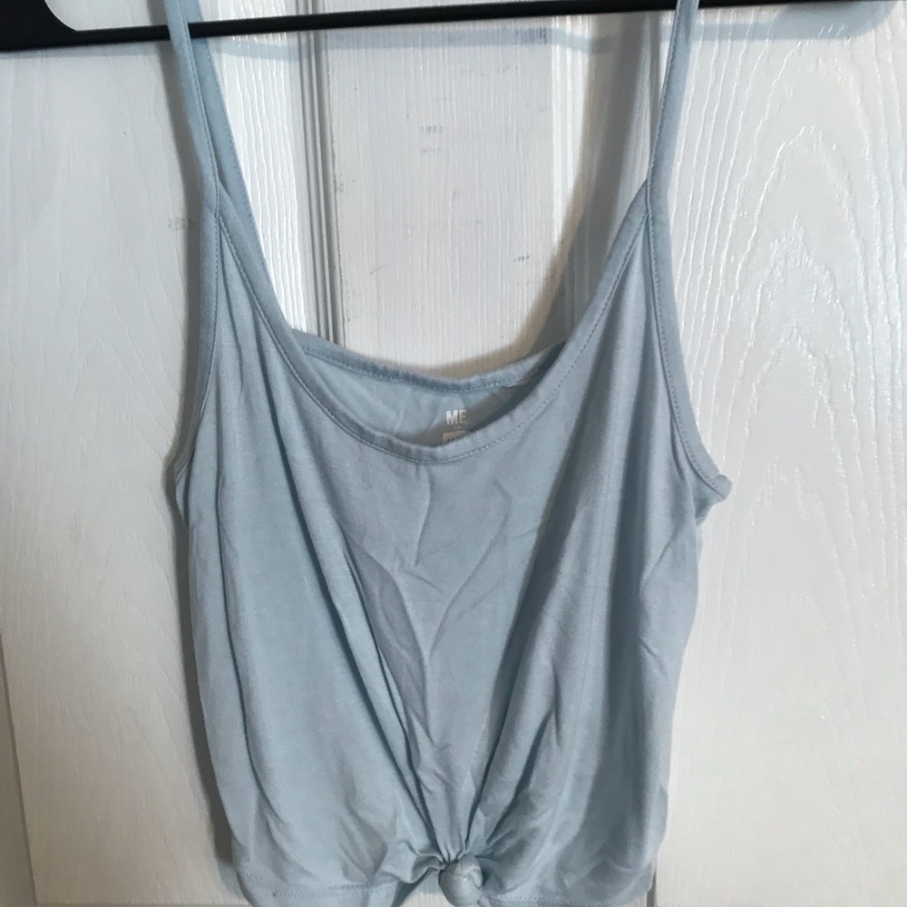 cropped blue tank top